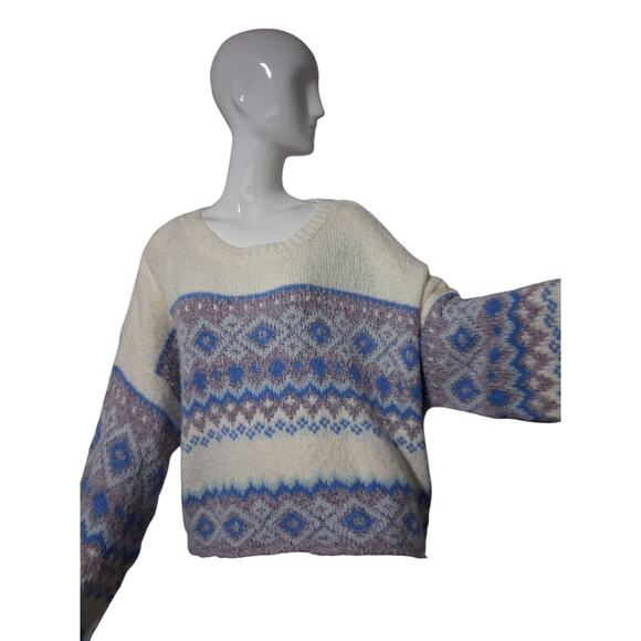 Francesca Lola Fairisle Womens size XL Oversized Cozy Fisherman Pullover Sweater - Picture 7 of 13